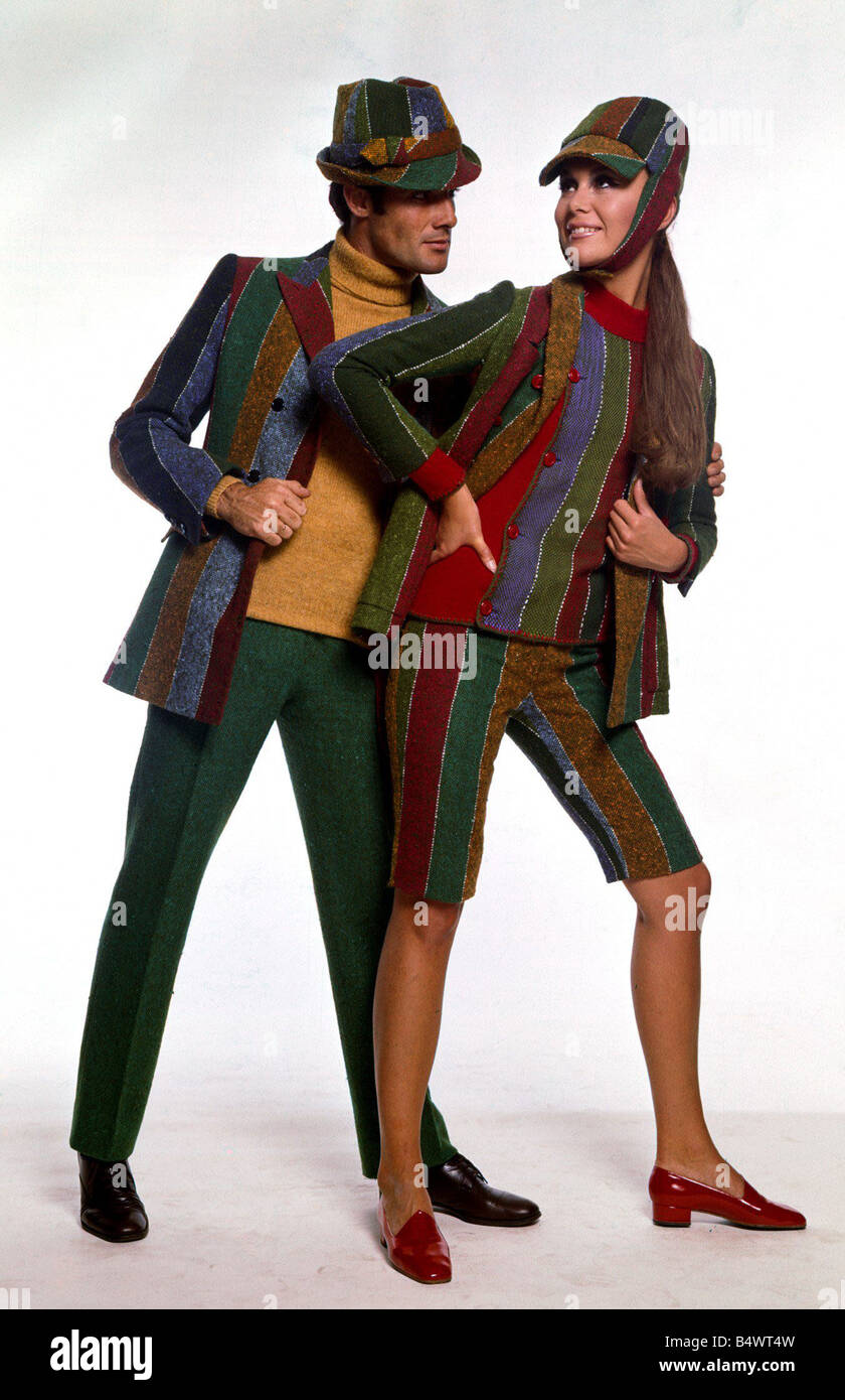 His and her tweed suits by Ted Lapidus August 1966 Stock Photo - Alamy