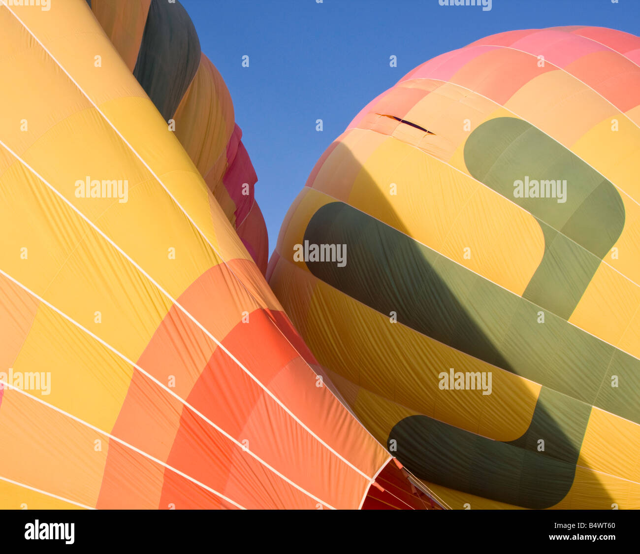 Two Hot Air Balloons Inflating Stock Photo
