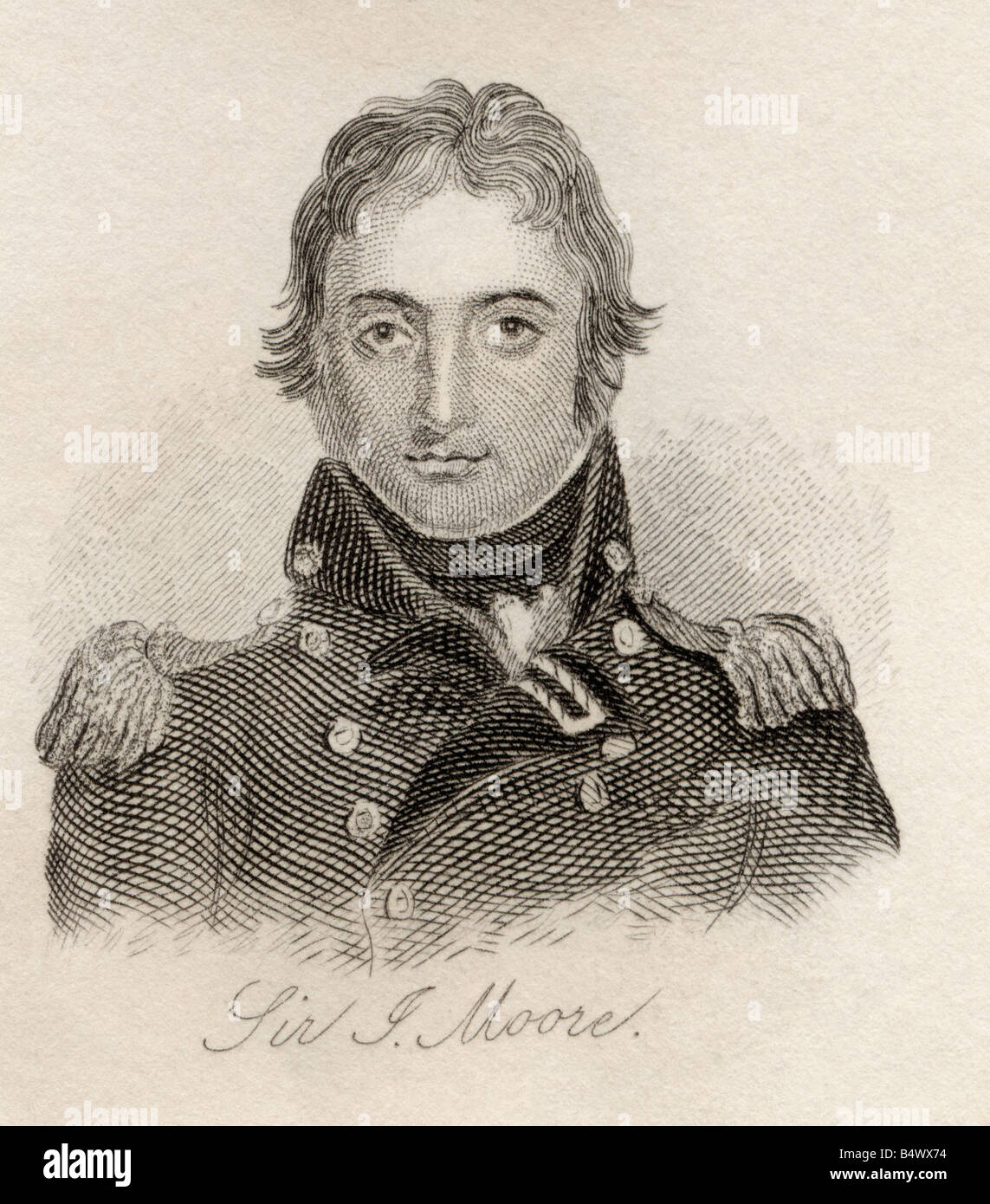 Sir John Moore, 1761 to 1809. British soldier and General. From the book, Crabbs Historical Dictionary published 1825. Stock Photo