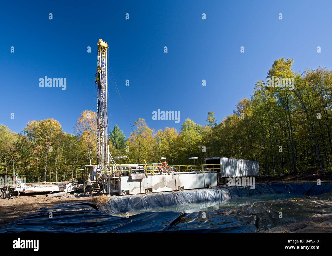 Mancelona Michigan A natural gas drilling rig in the Antrim Shale Stock