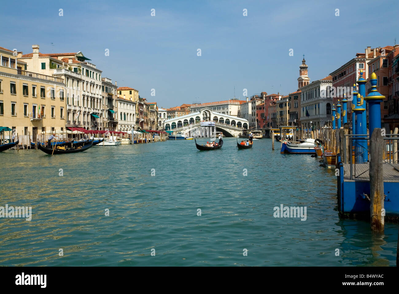 Grand Canal and the Rialto Bridge in Venice Italy Stock Photo