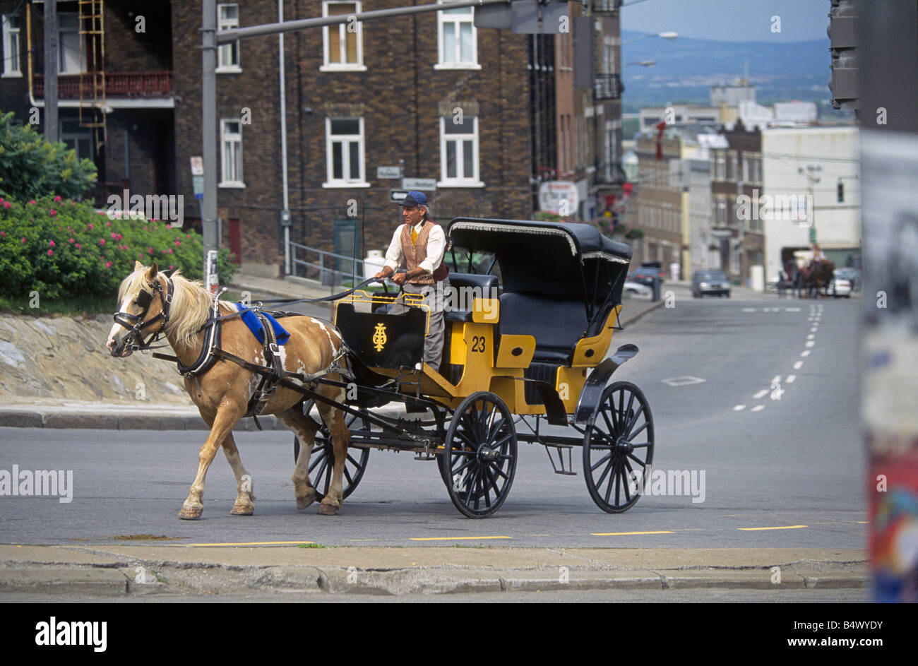Horse drawn carriages carry visitors on tours of Old Quebec City