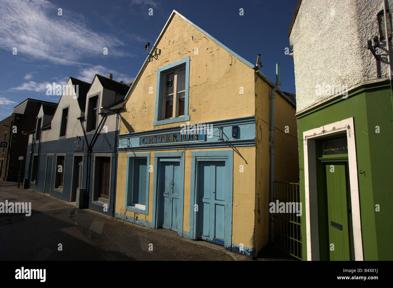 Brightly coloured buildings in Stornoway, Isle of Lewis Stock Photo