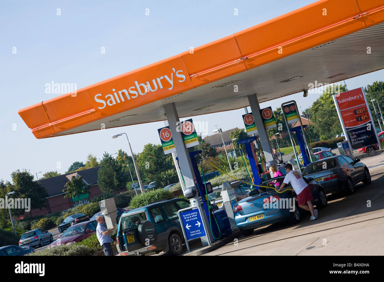 Sainsburys Petrol Station forecourt in Meole Brace Retail Park