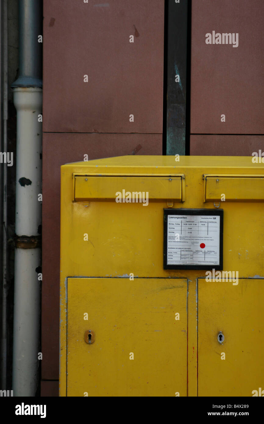 postbox, yellow, german Stock Photo