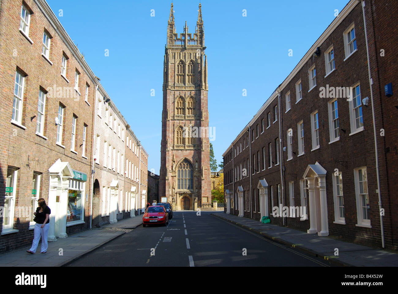 Parish Church of St.Mary looking down Hammet Street, Taunton, Somerset, England, United Kingdom Stock Photo