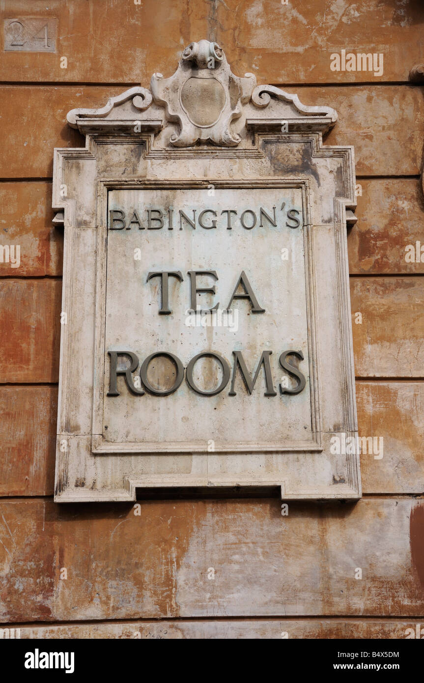 The original 1893 sign outside of Babington's tea rooms in Rome next to the Spanish Steps. Stock Photo