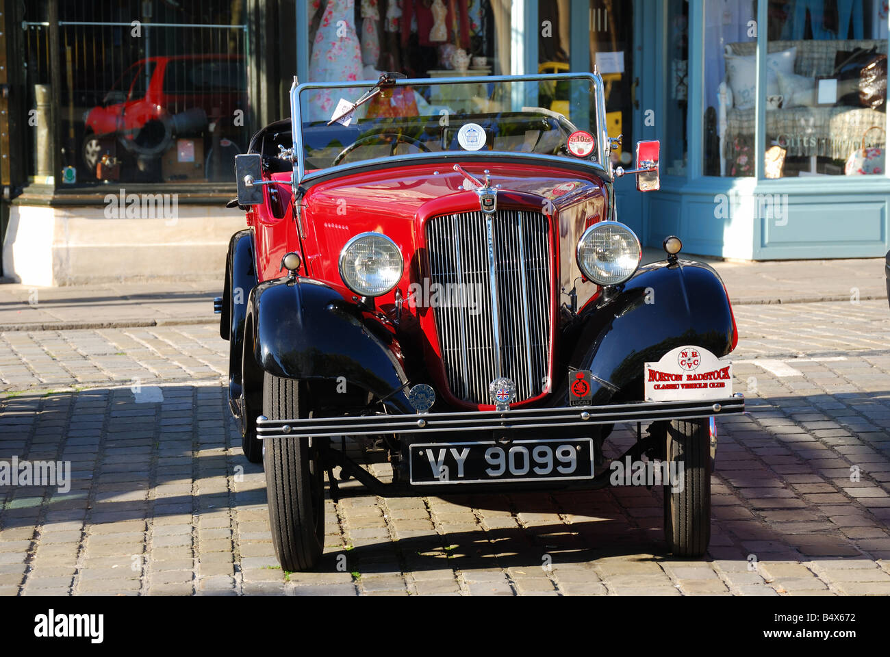 Morris 8 convertible, vintage car, Market Place, Wells, Somerset, England, United Kingdom Stock Photo