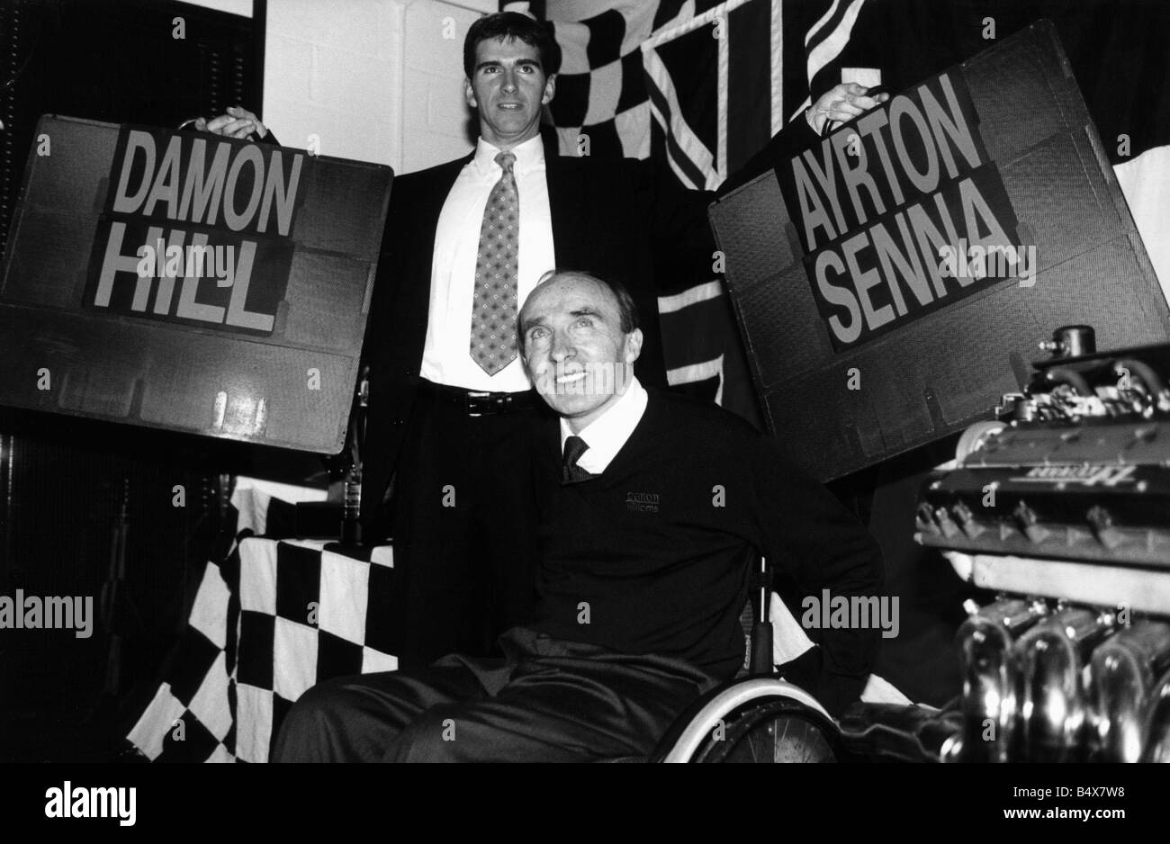British formula one racing driver Damon Hill and Frank Williams ...
