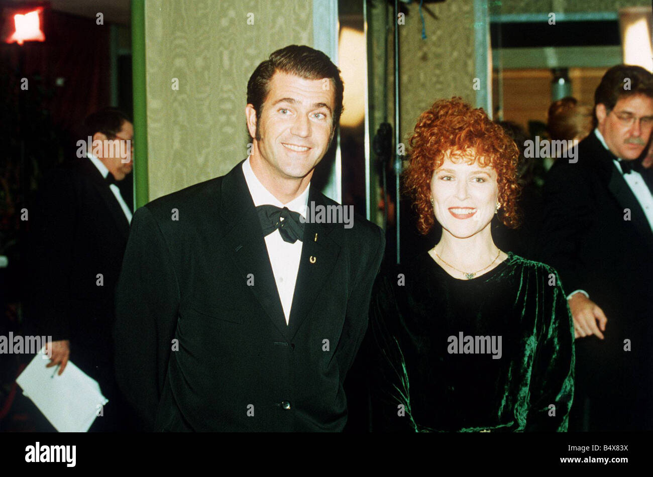 Mel Gibson Royal Premiere film A Man Without a Face dinner jacket wife green dress red hair Stock Photo