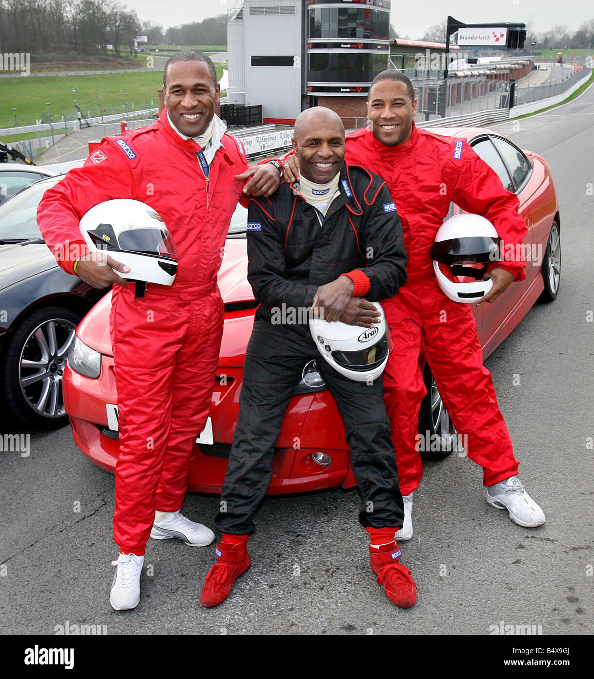 Drivers, including ex footballers, try out for the first Caribbeen Racing Team at Brands Hatch today. Les Ferdinand, Luther Blissett and John Barnes.;29th January 2007 Stock Photo