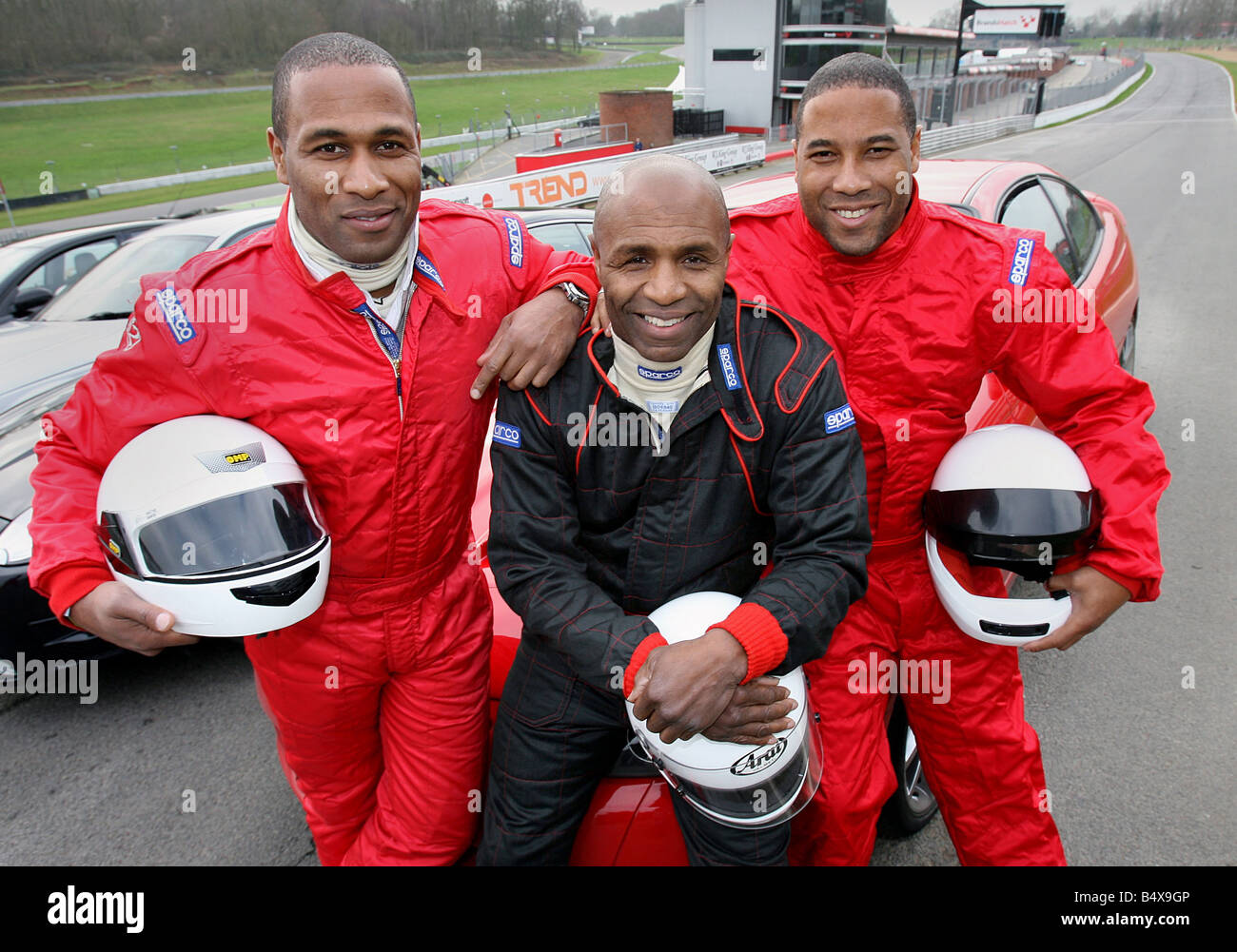 Drivers, including ex footballers, try out for the first Caribbean Racing Team at Brands Hatch today. Les Ferdinand, Luther Blissett and John Barnes.;29th January 2007 Stock Photo