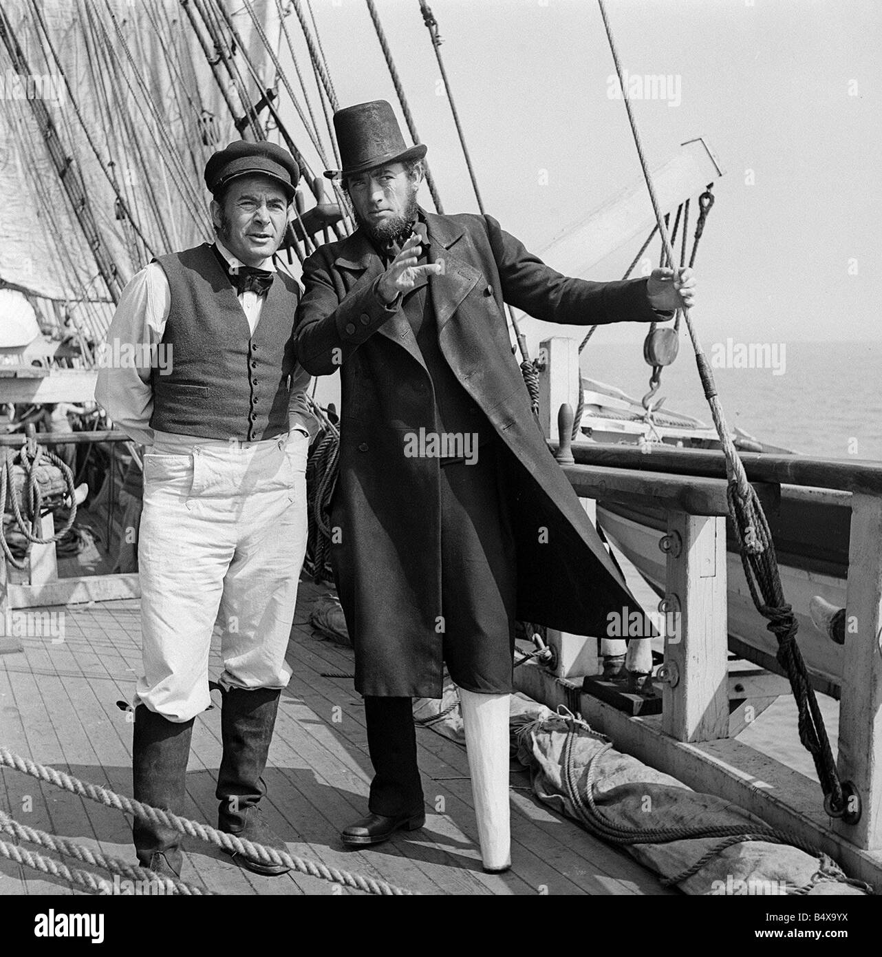 Moby Dick October 1954 Filming at Fishguard of Herman Melville s classic  tale of Captain Ahab s relentless pursuit of the Great Stock Photo - Alamy