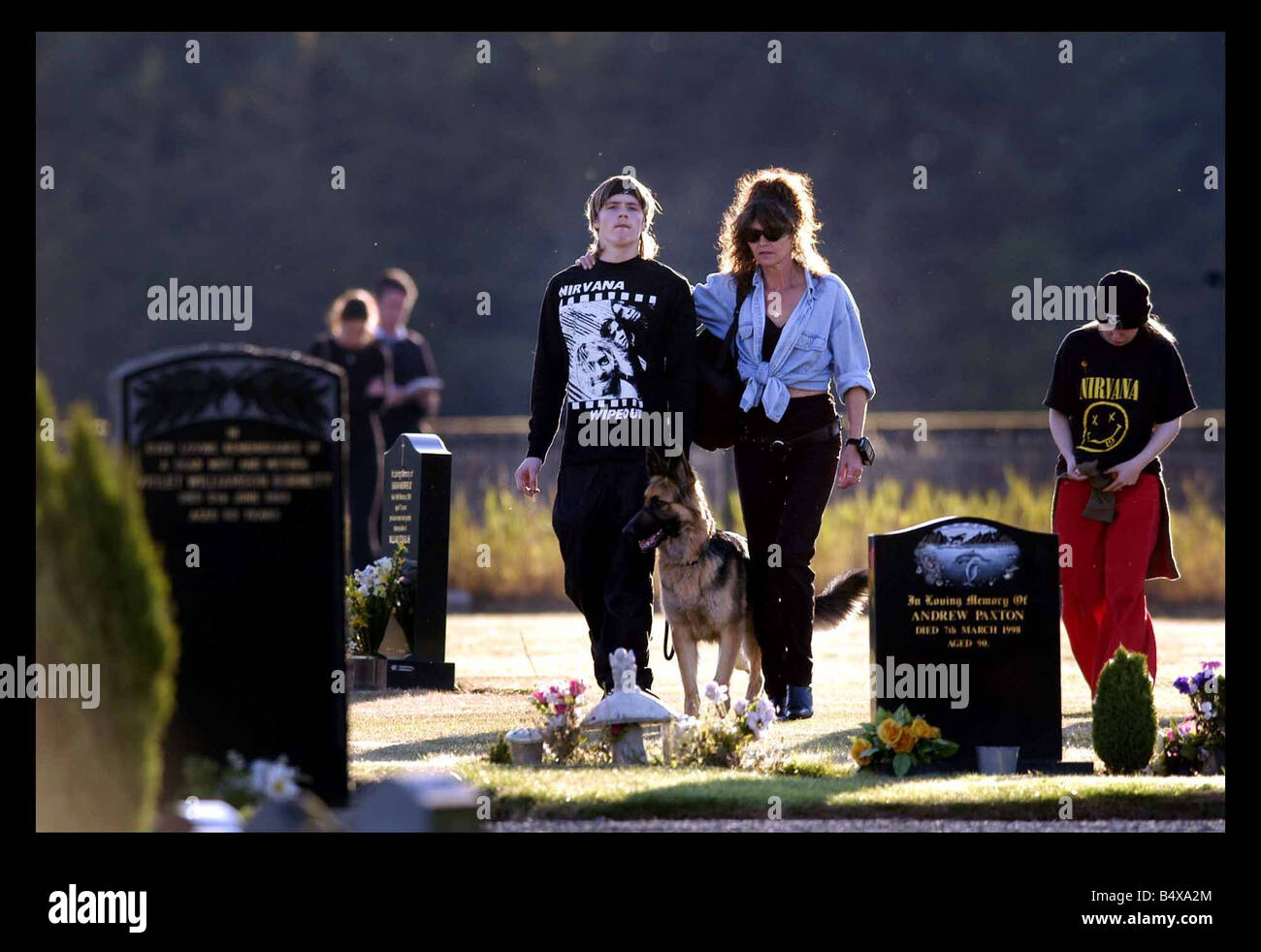 Luke Mitchell and his mother Corinne visit the grave of murdered girlfriend Kimberley Thompson Luke was later convicted of her murder and is serving a minimum of 20 years imprisonment Stock Photo