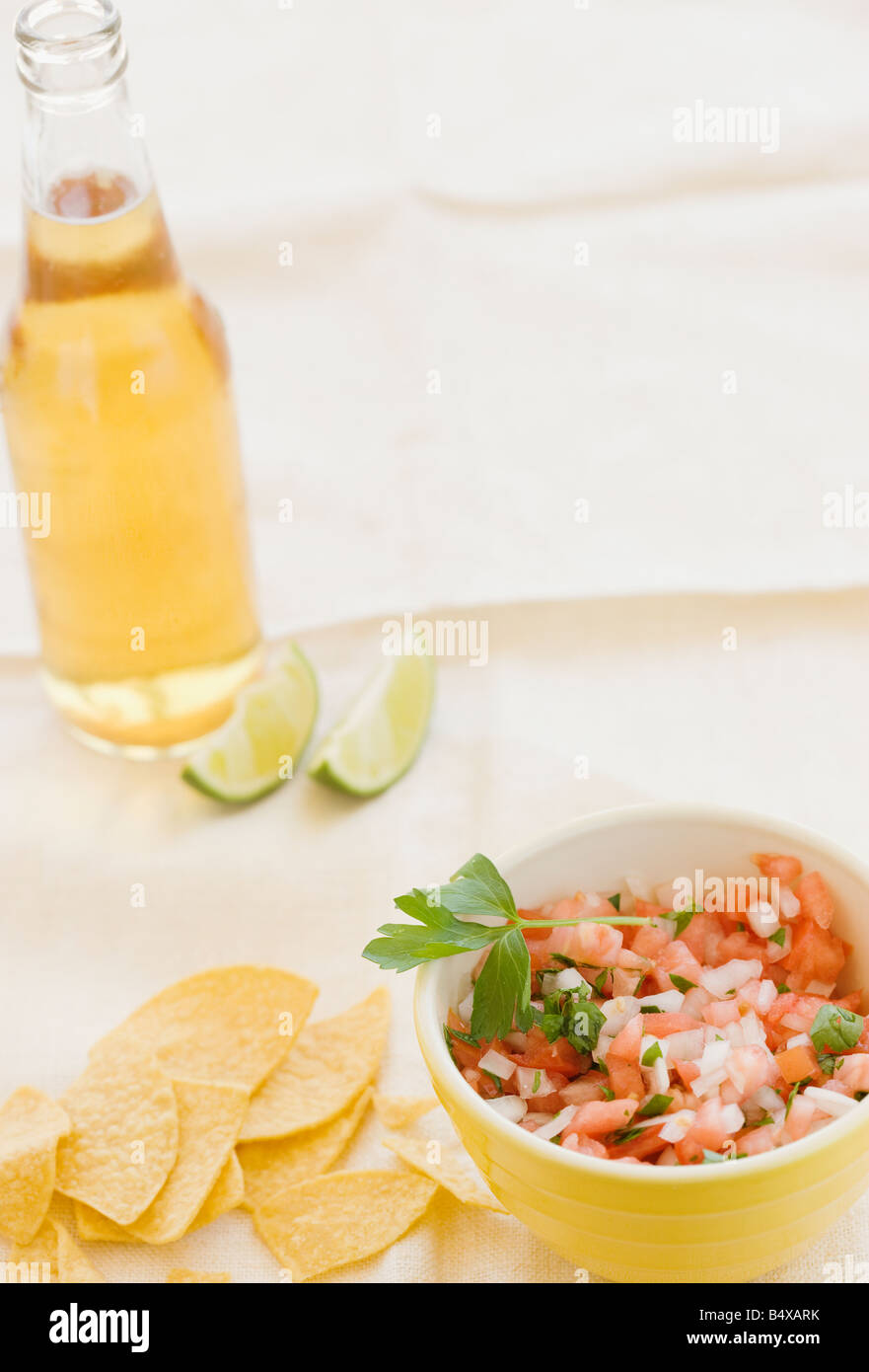 Chips and salsa white background hires stock photography and images