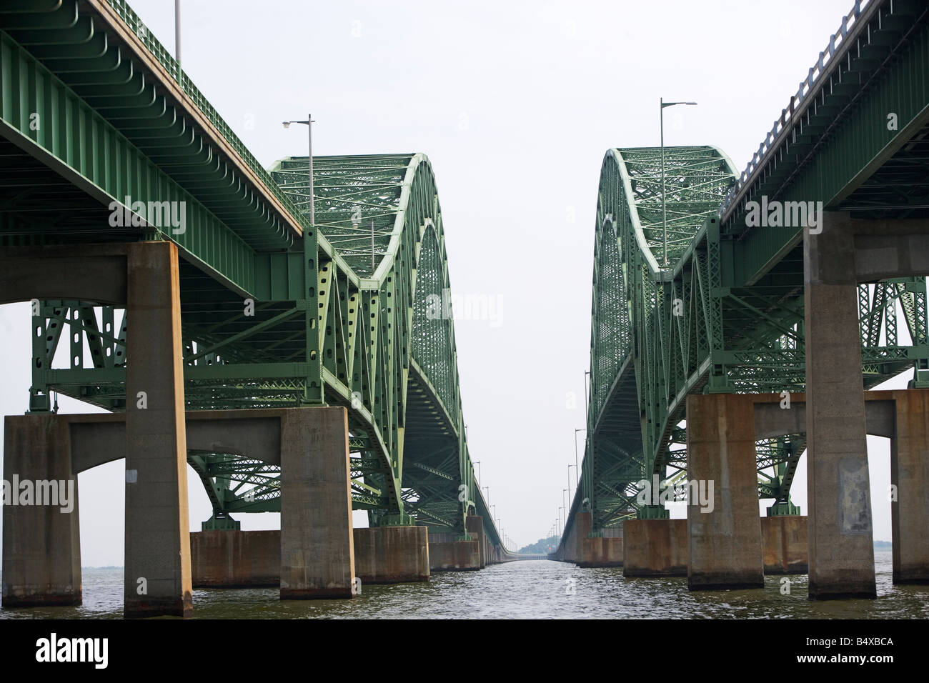 Identical steel bridges Stock Photo