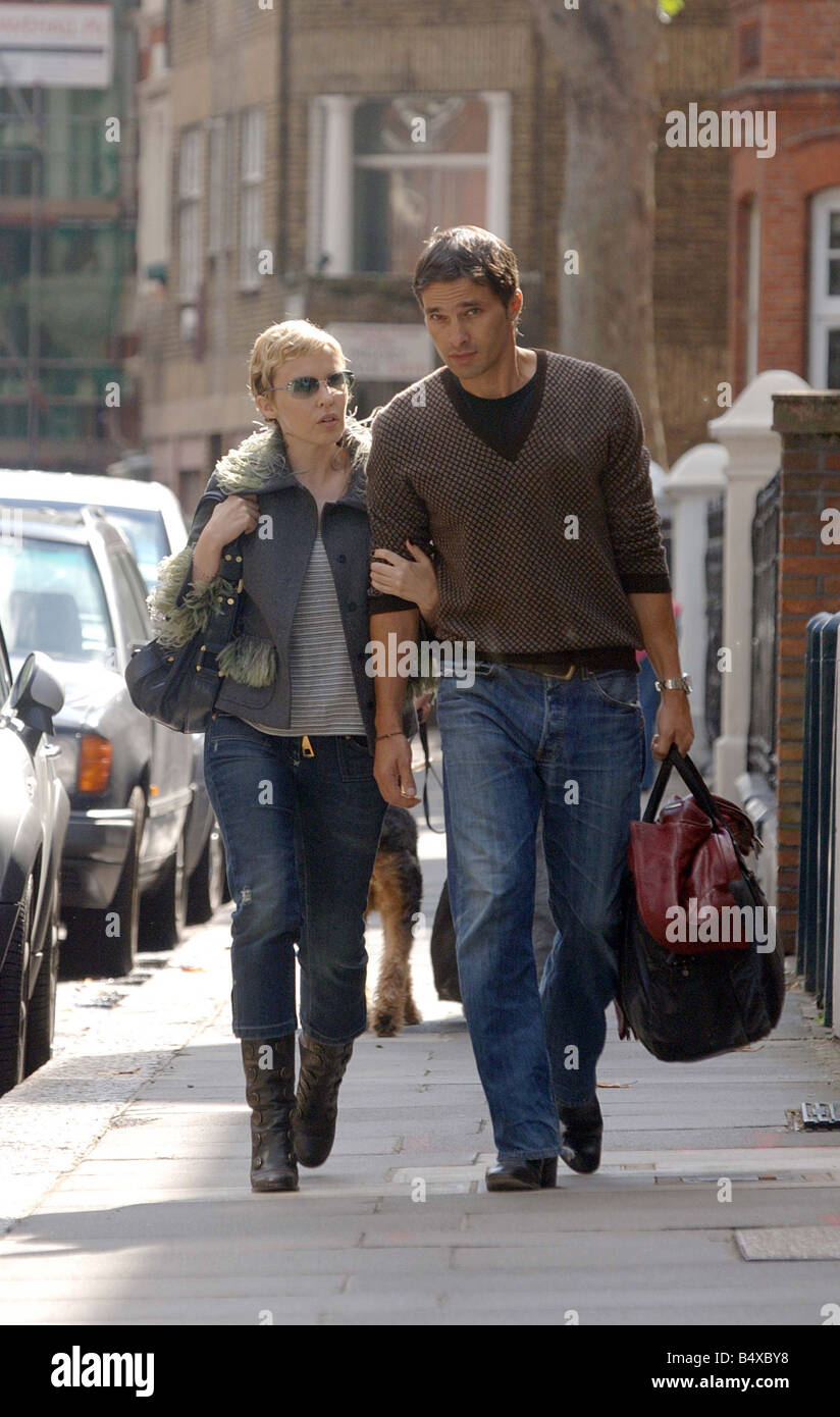 Kylie Minogue leaves her west London home with partner Olivier Martinez Stock Photo