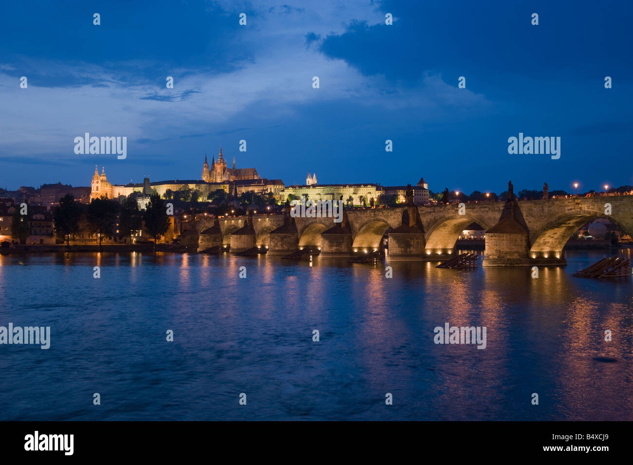 Bridge and river at night Stock Photo