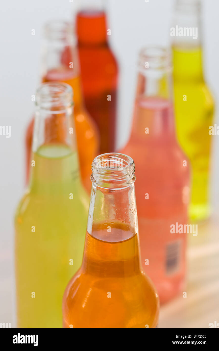 Assorted soda bottles Stock Photo