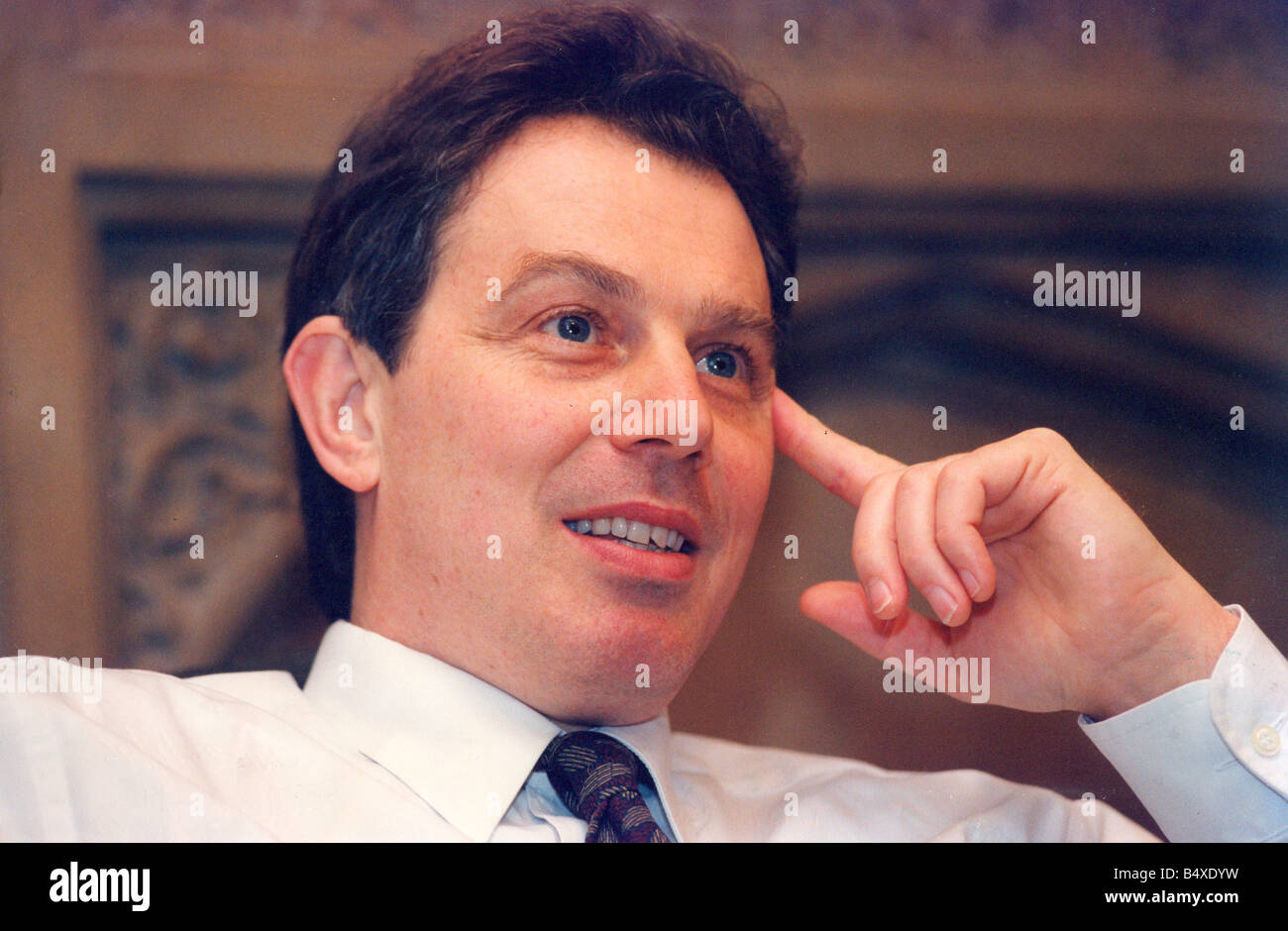 Prime Minister Tony Blair during an interview Stock Photo - Alamy