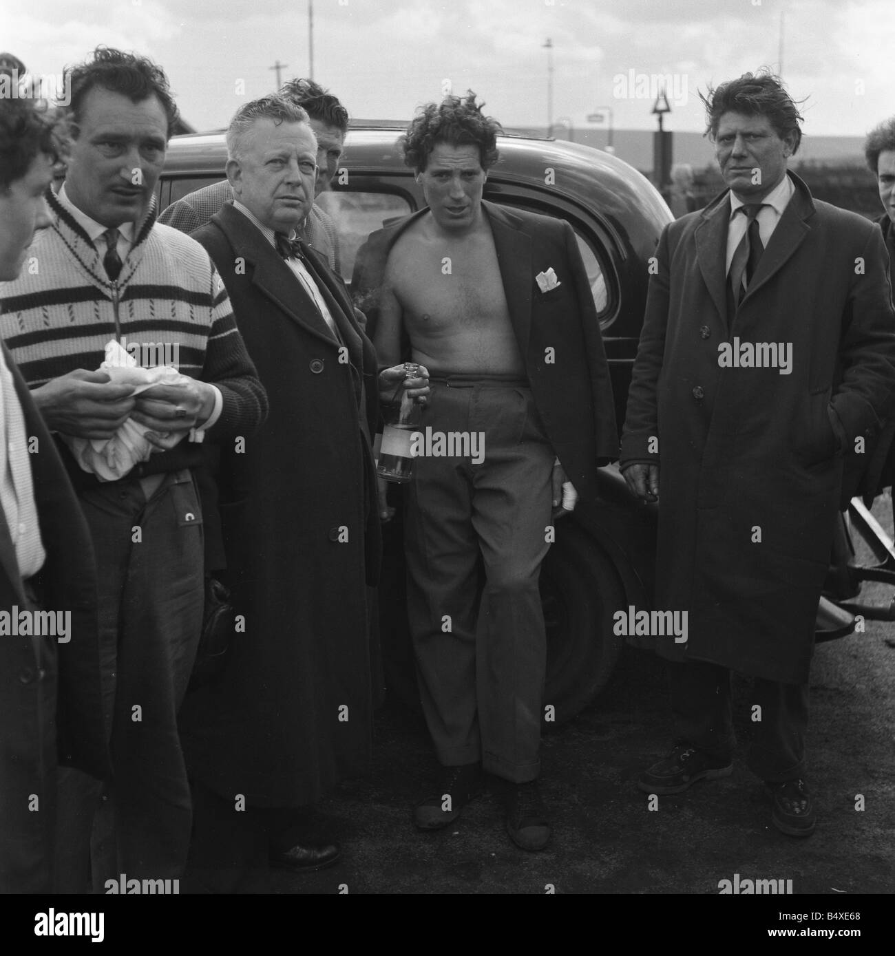 Prize fights with a stake of a ú100 stage outside a lonely West Yorkshire moorside Inn . The boxers who took part were Huey Burt Stock Photo