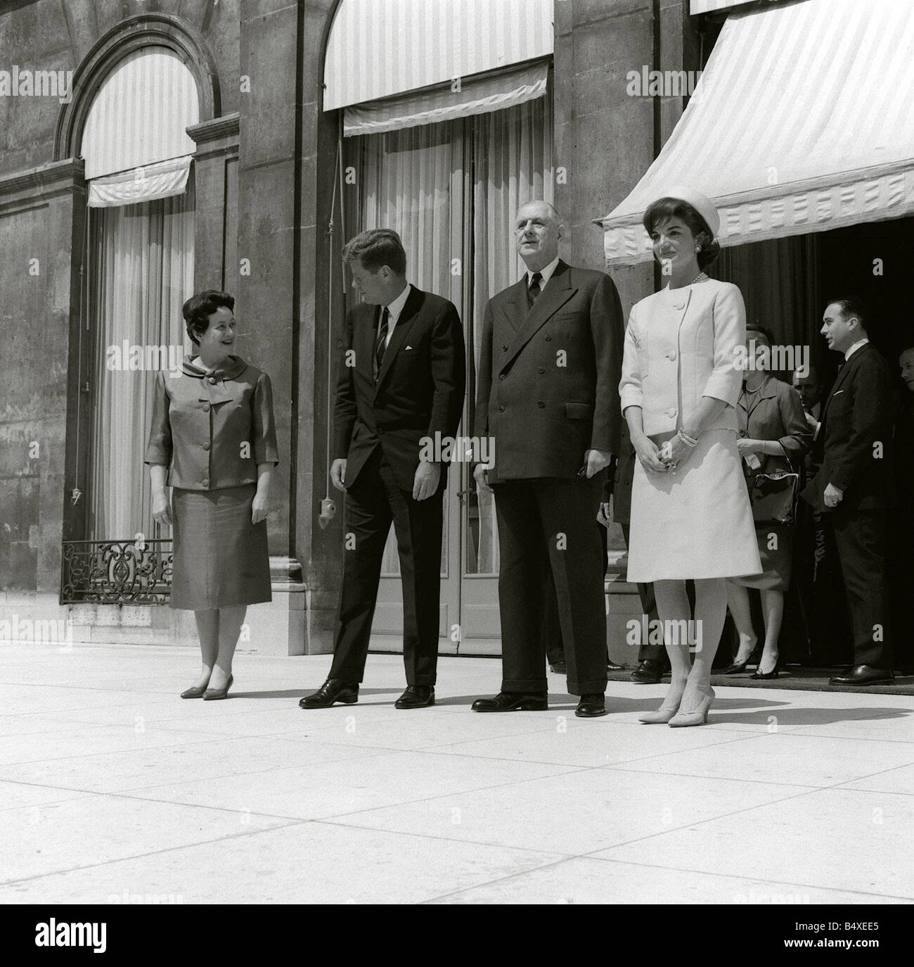 The de Gaulles The Kennedys during the American President s 1961 spring trip to Paris France Jackie Kennedy John F Kennedy Yvonne De Gaulle General De Gaulle JFK John Kennedy Stock Photo