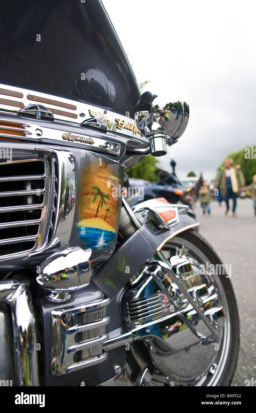 Honda Goldwing Reflections with a Custom Paint Scheme Stock Photo
