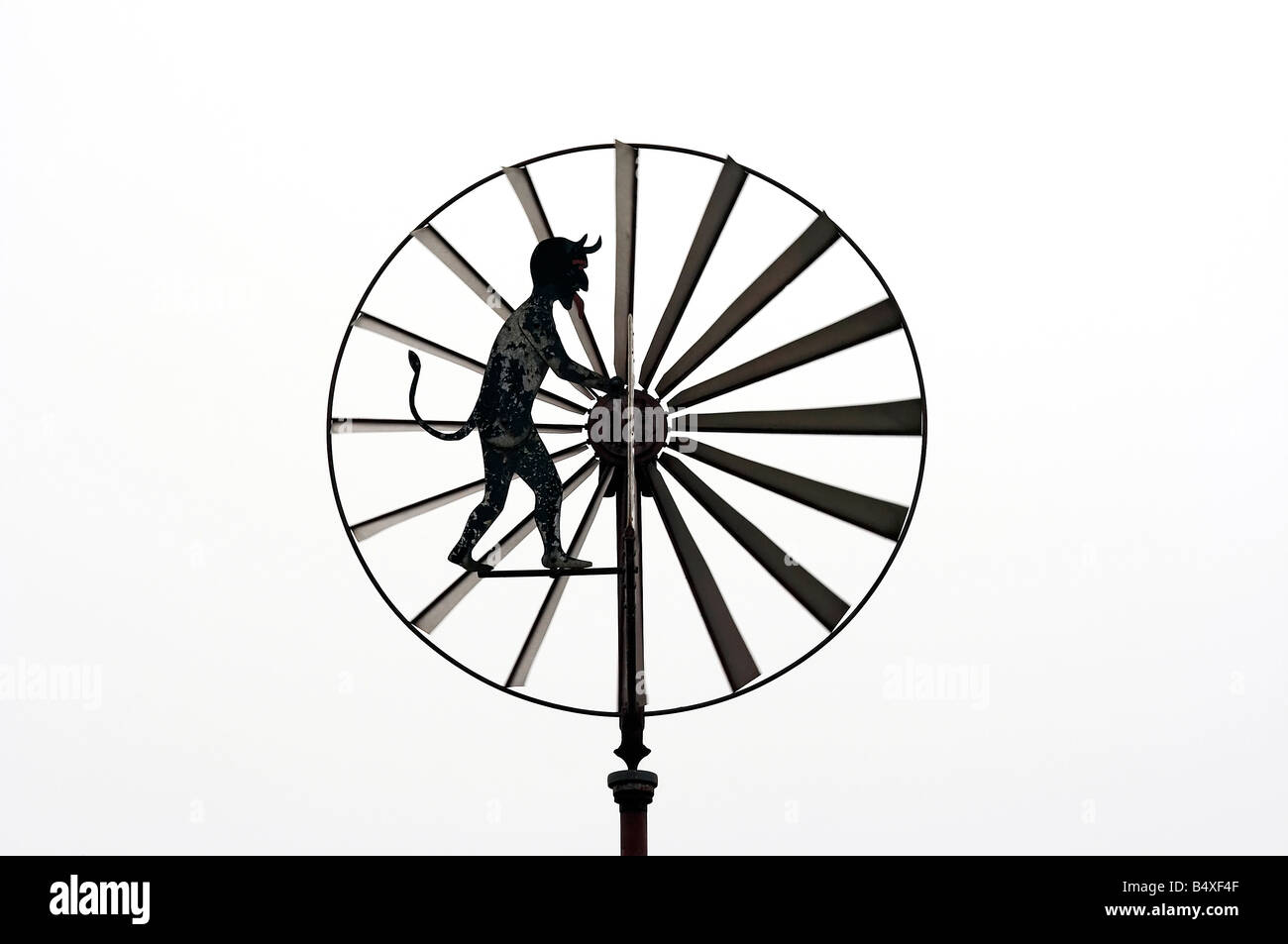 wind wheel - anemometer - with small figure of the devil Stock Photo