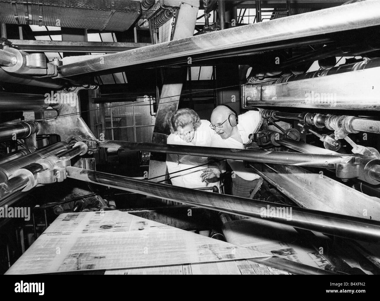 Margaret Thatcher visits the offices of Newcastle Evening Chronicle and