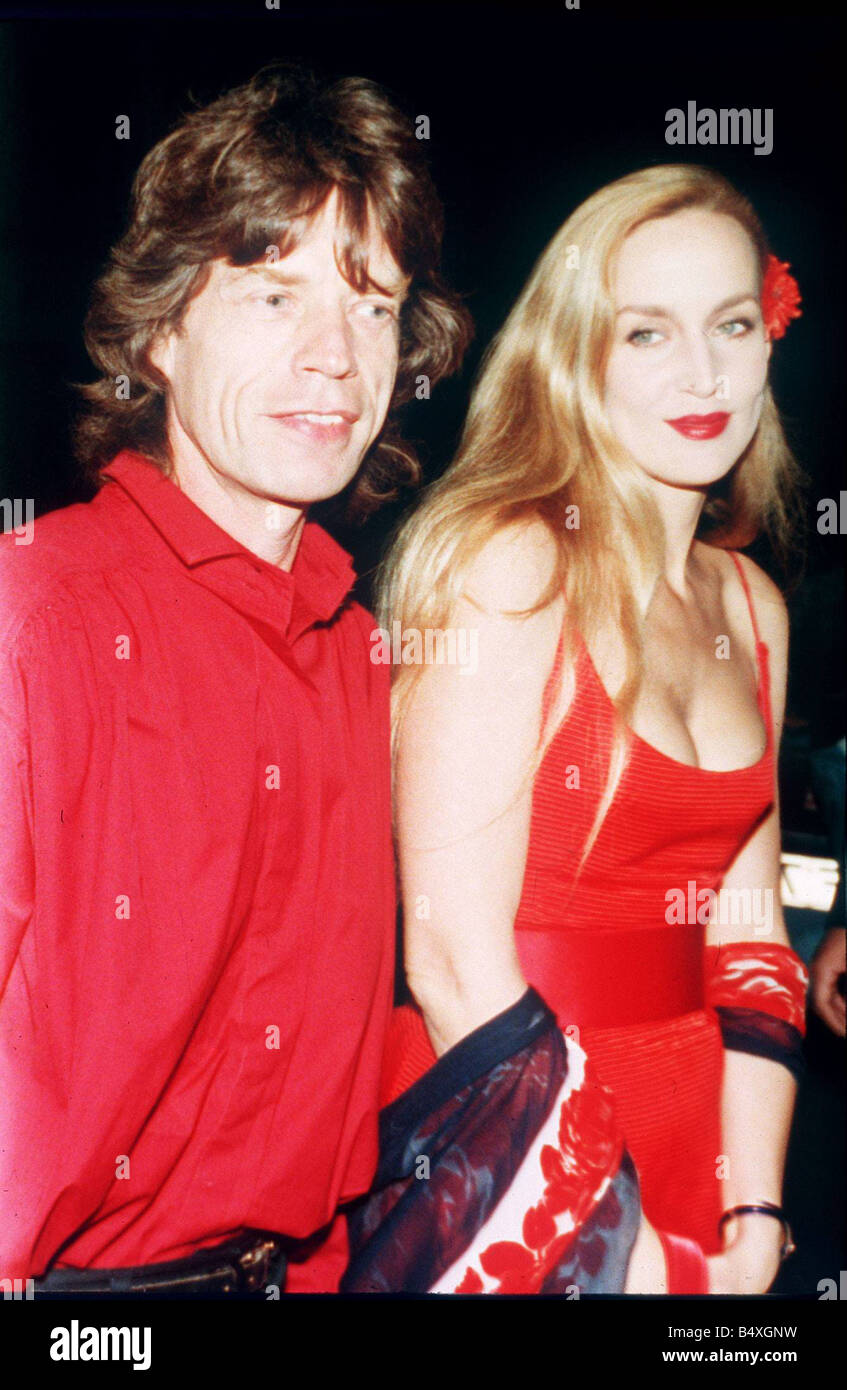 Mick Jagger singer with model Jerry Hall Stock Photo