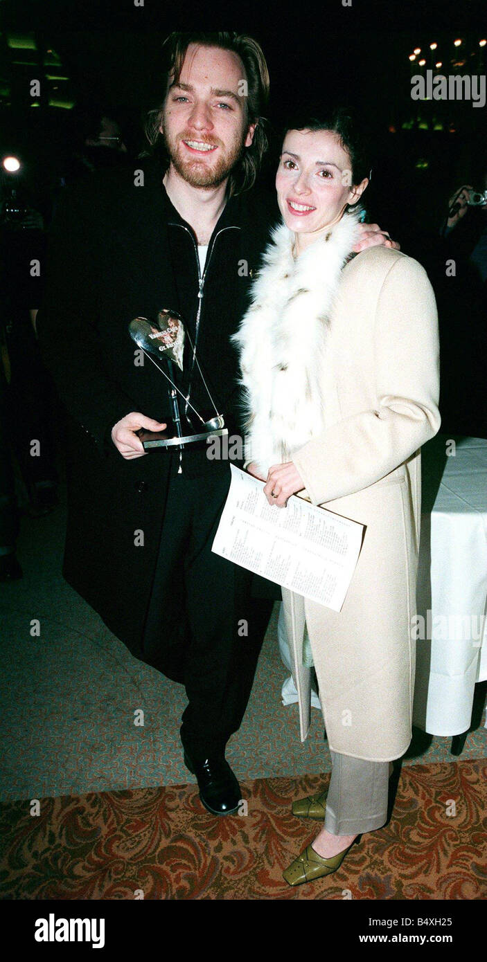 Ewan McGregor and wife February 1999 Arrive At the Variety club Dinner showbiz awards at Hilton Hotel Stock Photo