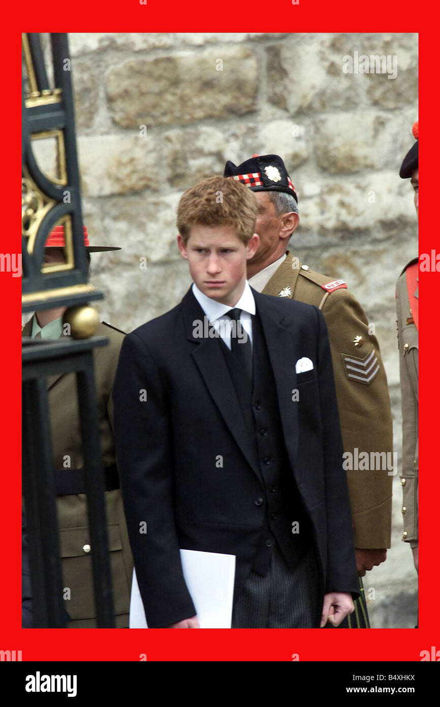 Queen Elizabeth the Queen Mother Funeral Prince Harry Stock Photo