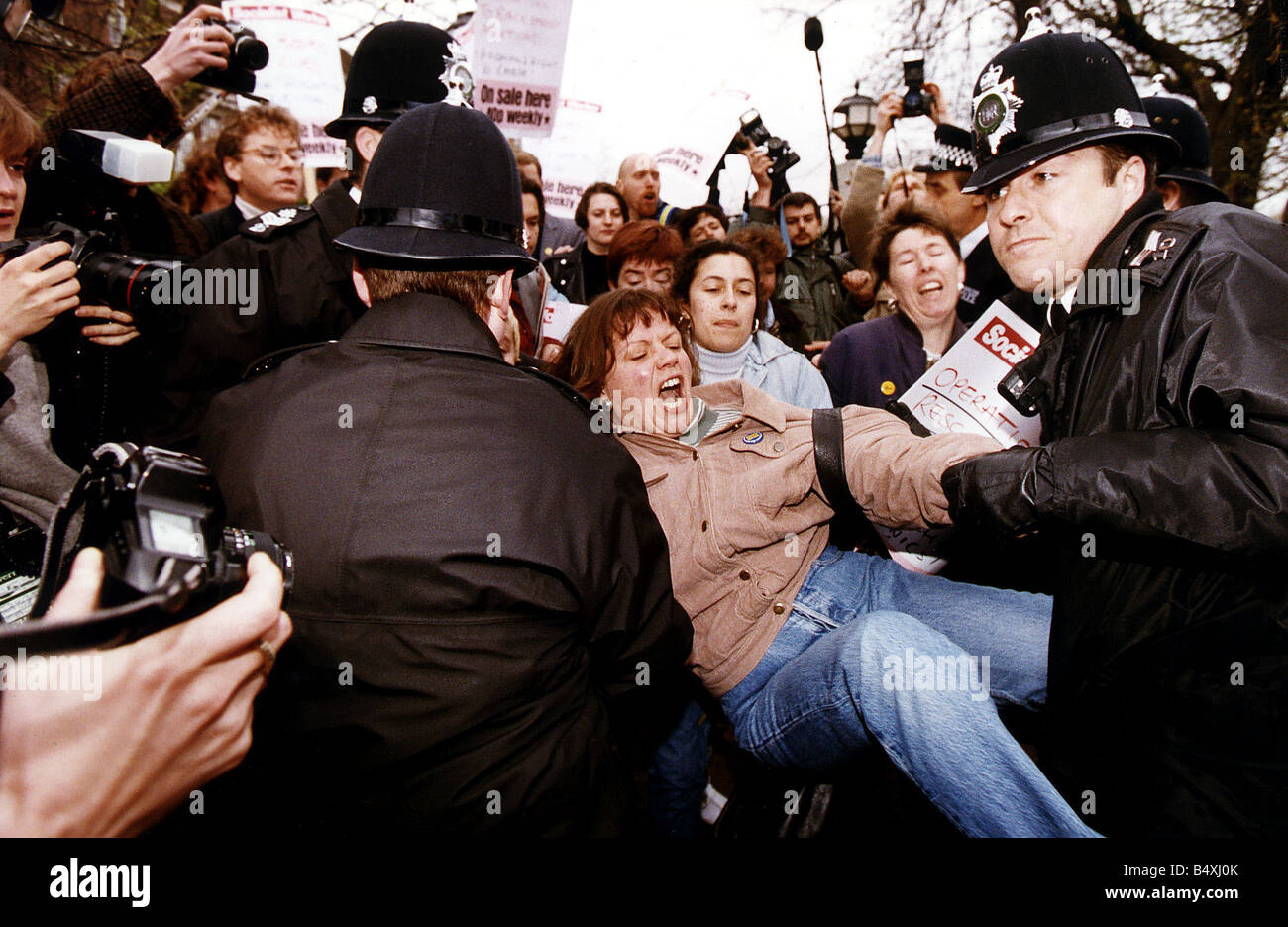 Pro and anti abortion campaigners clash in London Stock Photo