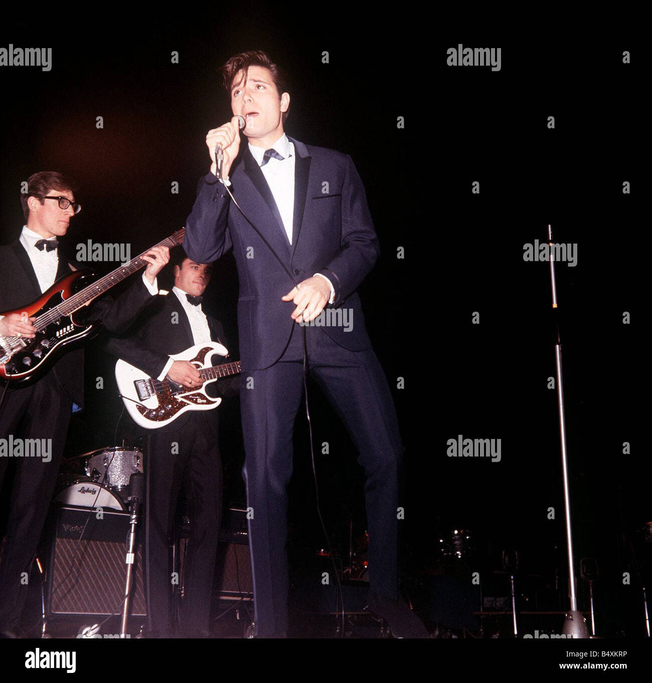 Cliff Richard and The Shadows at the NME pop festival singing on stage Music Stock Photo