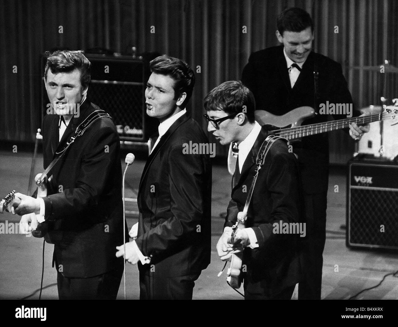 Cliff Richard singing on stage with the Shadows at The Royal Variety Show Music Stock Photo