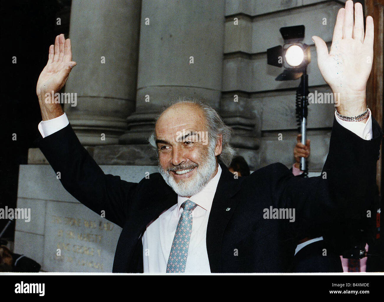Sean Connery Scottish actor with hands in the air Stock Photo Alamy
