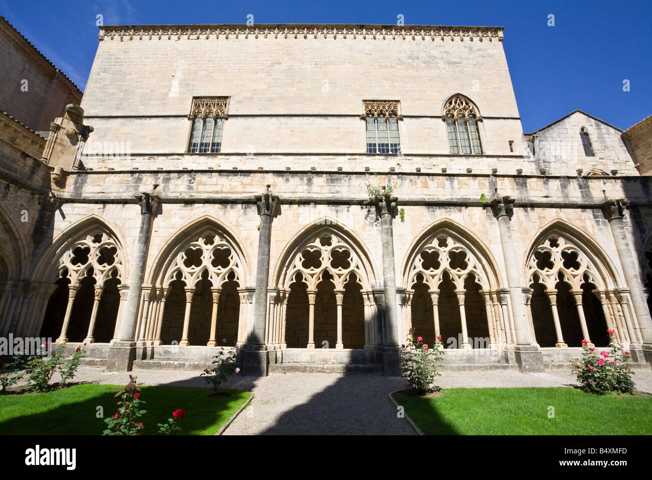the cloisters of Monestir de Poblet Catalunya Cataluña Spain Stock Photo