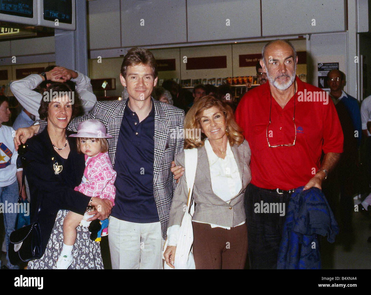 Anthony Andrews actor arriving in Scotlanad with his wife Georgina Andrews and Sean Connery and his wife Diane Stock Photo