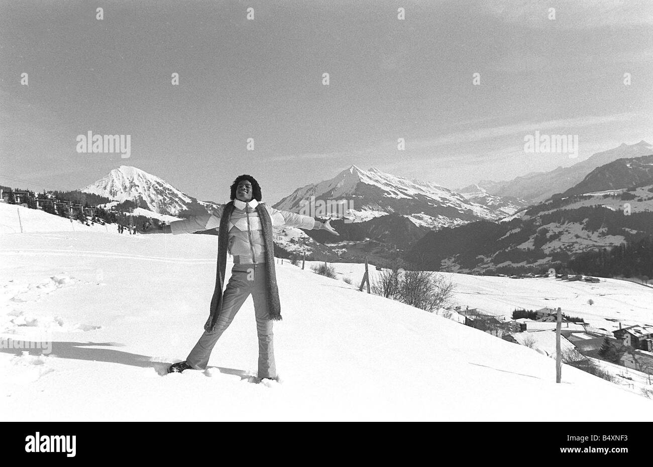 The Jackson 5 February 1979 Michael Jackson performing in Switzerland on the slopes 24 2 1979 The Jackson Five Stock Photo