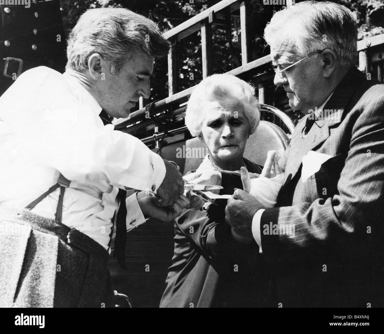 Tv Programmes Dr Finlay's Casebook;The cast of the Scottish rural medical series Dr Finlay's Casebook Centre Barbara Mullen (Janet) Bill Simpson (Dr Finlay) and right Andrew Cruickshank (Dr Cameron) Stock Photo