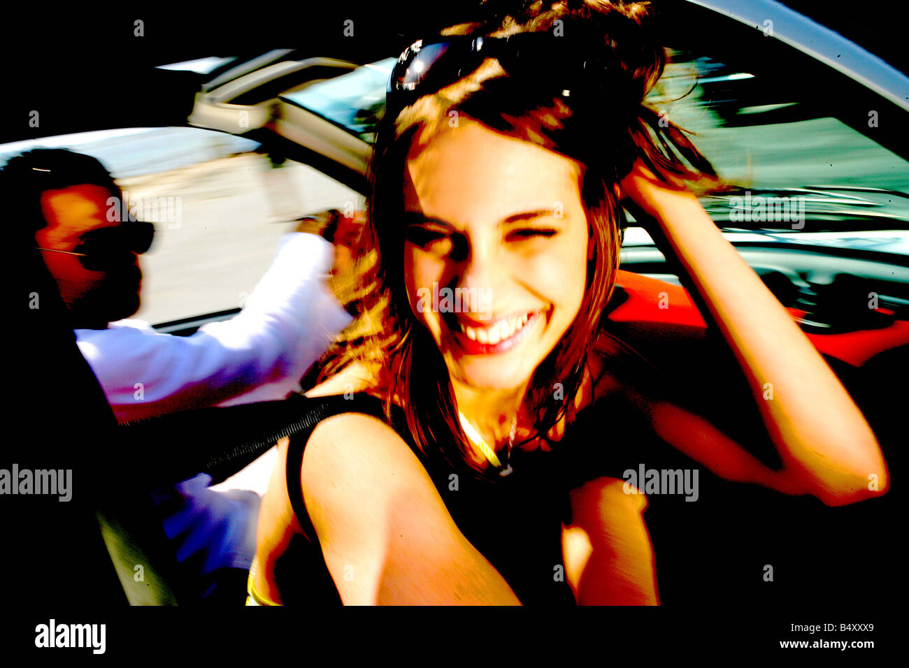 Young woman with eyes closed, smiling Stock Photo - Alamy