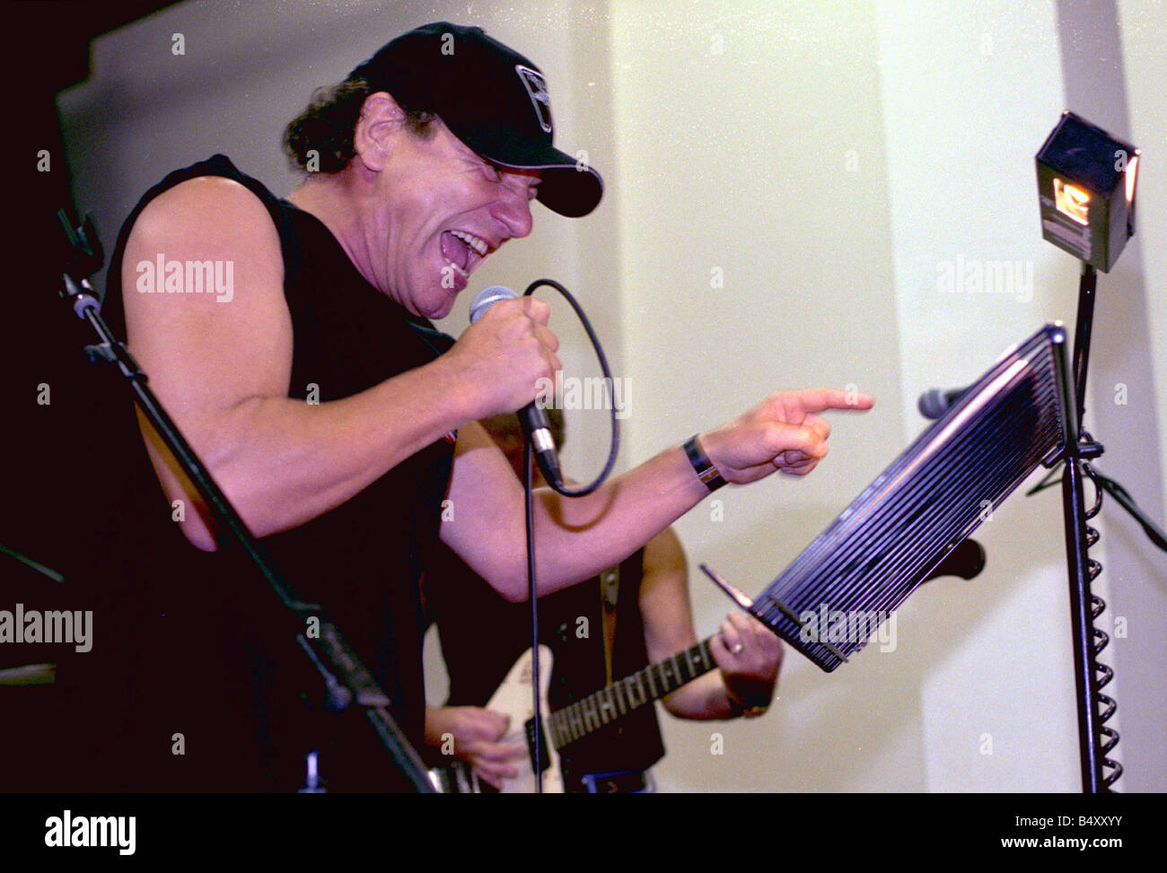 Brian Johnson lead singer of the rock group AC DC rehearsing with his old band Geordie at the