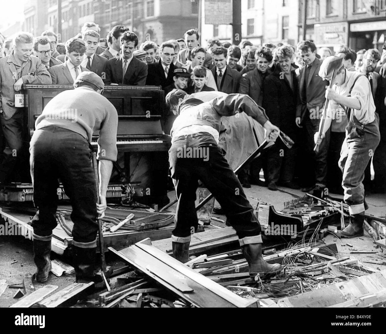 Newcastle s students during rag week in 1961 breaking pianos in the