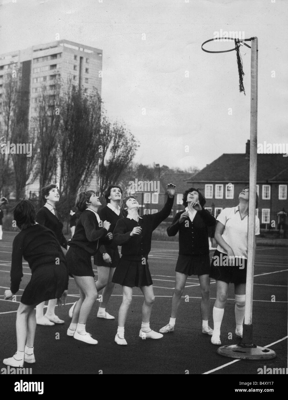A netball lesson at Heaton school 01 6 1975 circa Stock Photo