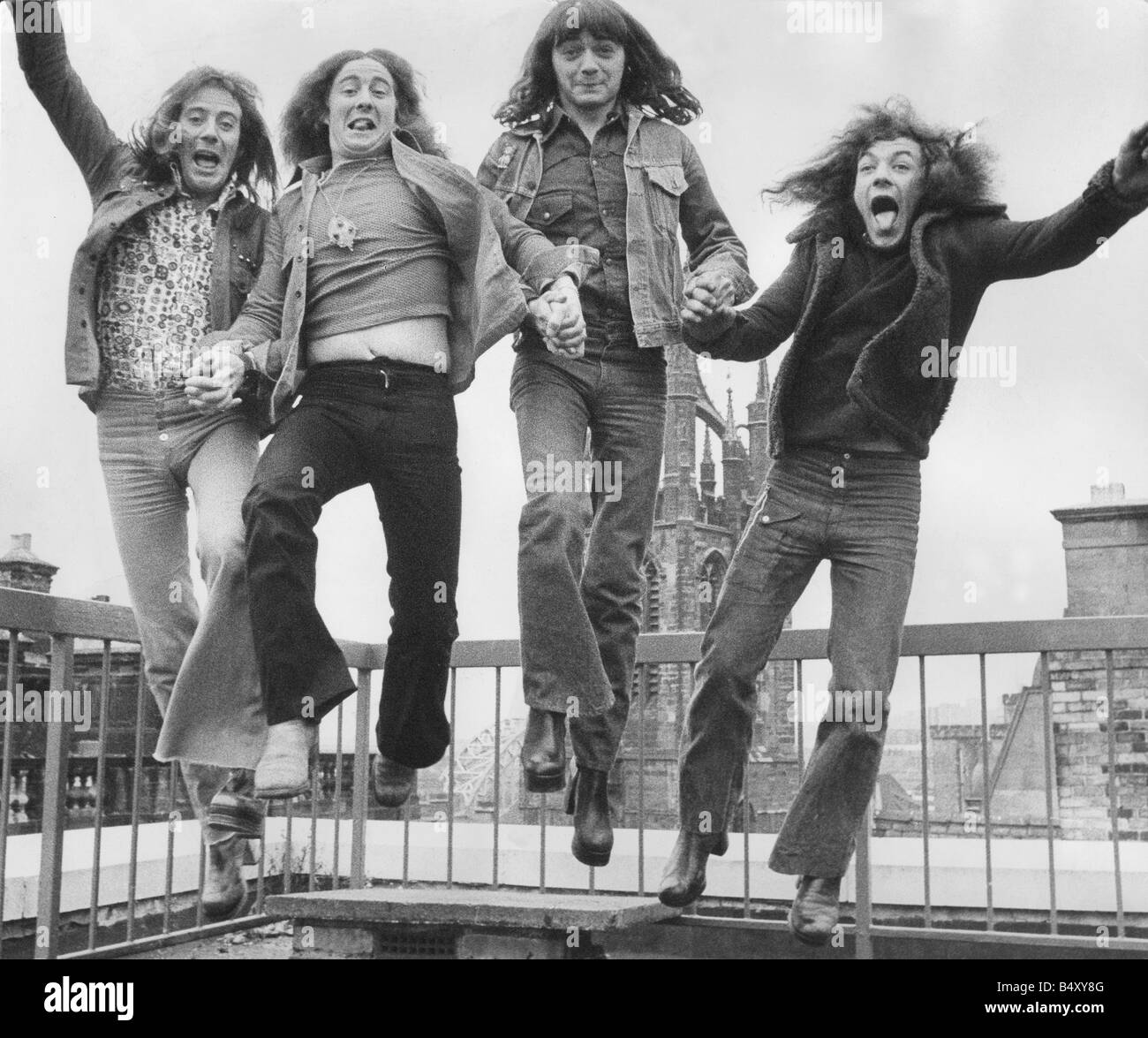 Geordie the former band of Brian Johnson lead singer of the rock group AC DC Left to right Vic Malcolm Tom Hill Brian Gibson and Brian Johnson 28 09 72 Stock Photo