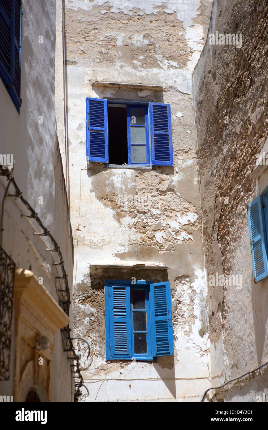 old apartments facades in Essaouira Stock Photo Alamy