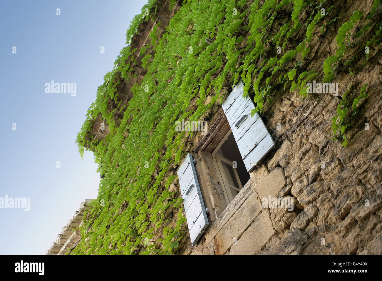 old house facade with window and wood shutters Stock Photo - Alamy