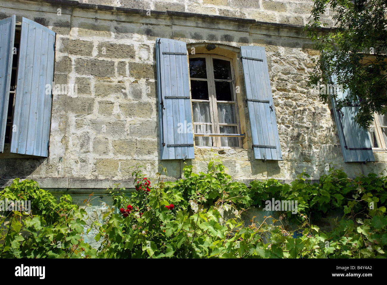 old house facade with window and wood shutters Stock Photo - Alamy