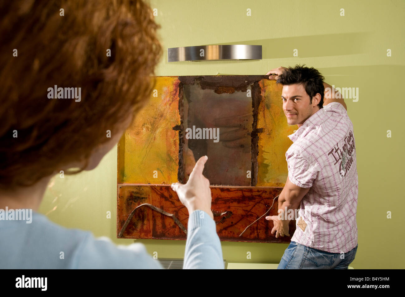 Two men one woman painting hi-res stock photography and images - Alamy