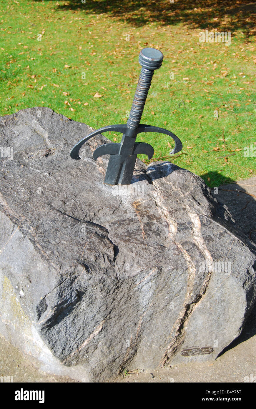 Excalibur Stone, Castle Green, Taunton Castle, Taunton, Somerset, England, United Kingdom Stock Photo
